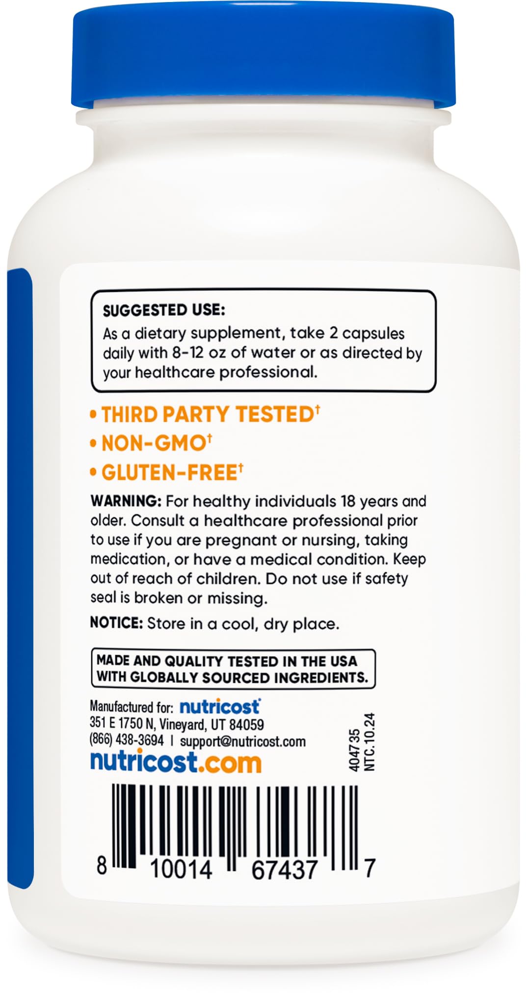 Nutricost Estroncio cápsulas, pruebas ISO en laboratorio, calidad constante
