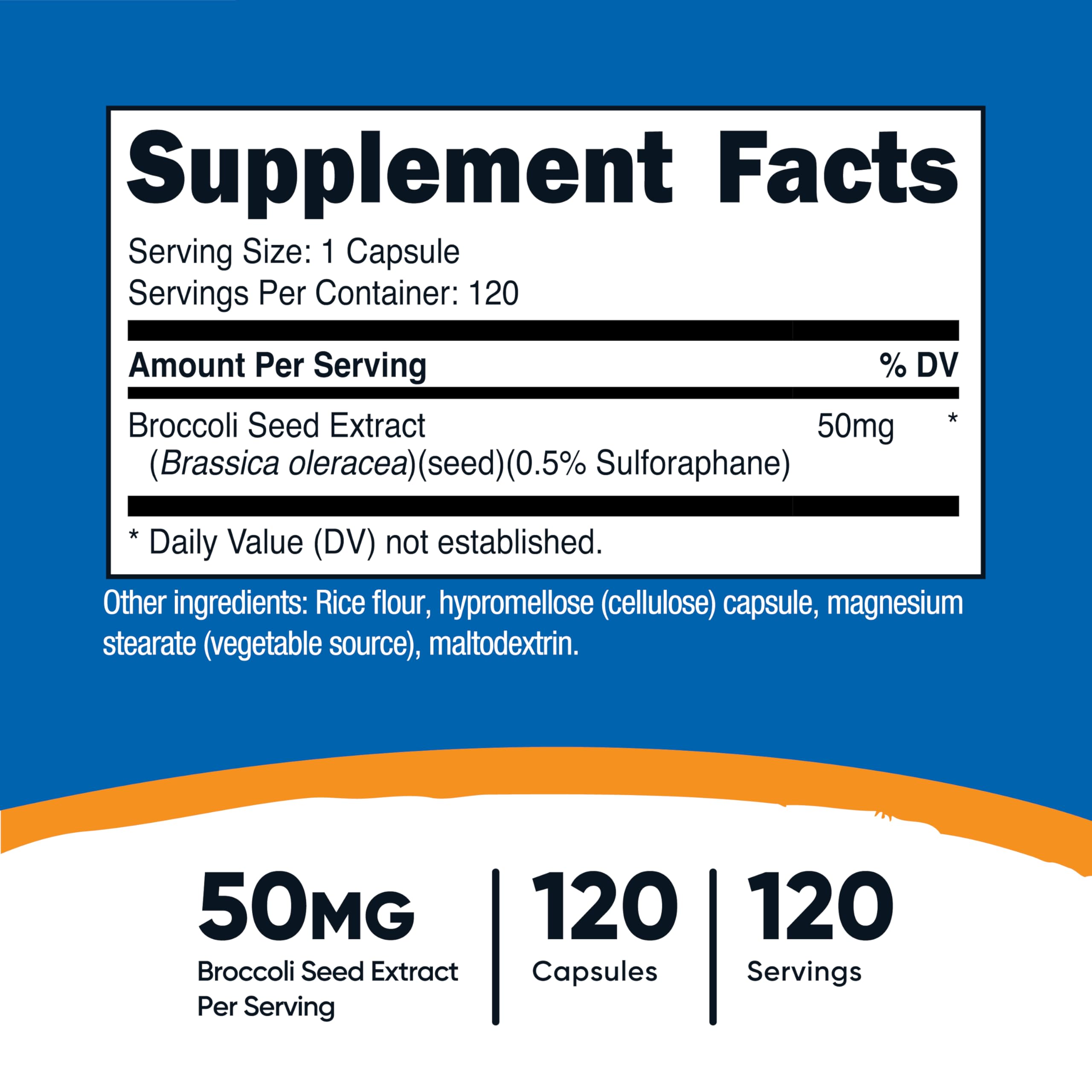 Extracto de brócoli al 50 mg por porción, práctico