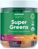 Nutricost Super Greens sabor frambuesa, mezcla lista para consumo diario.