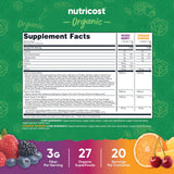 Nutricost Super Greens sabor naranja, ideal para batidos matutinos.