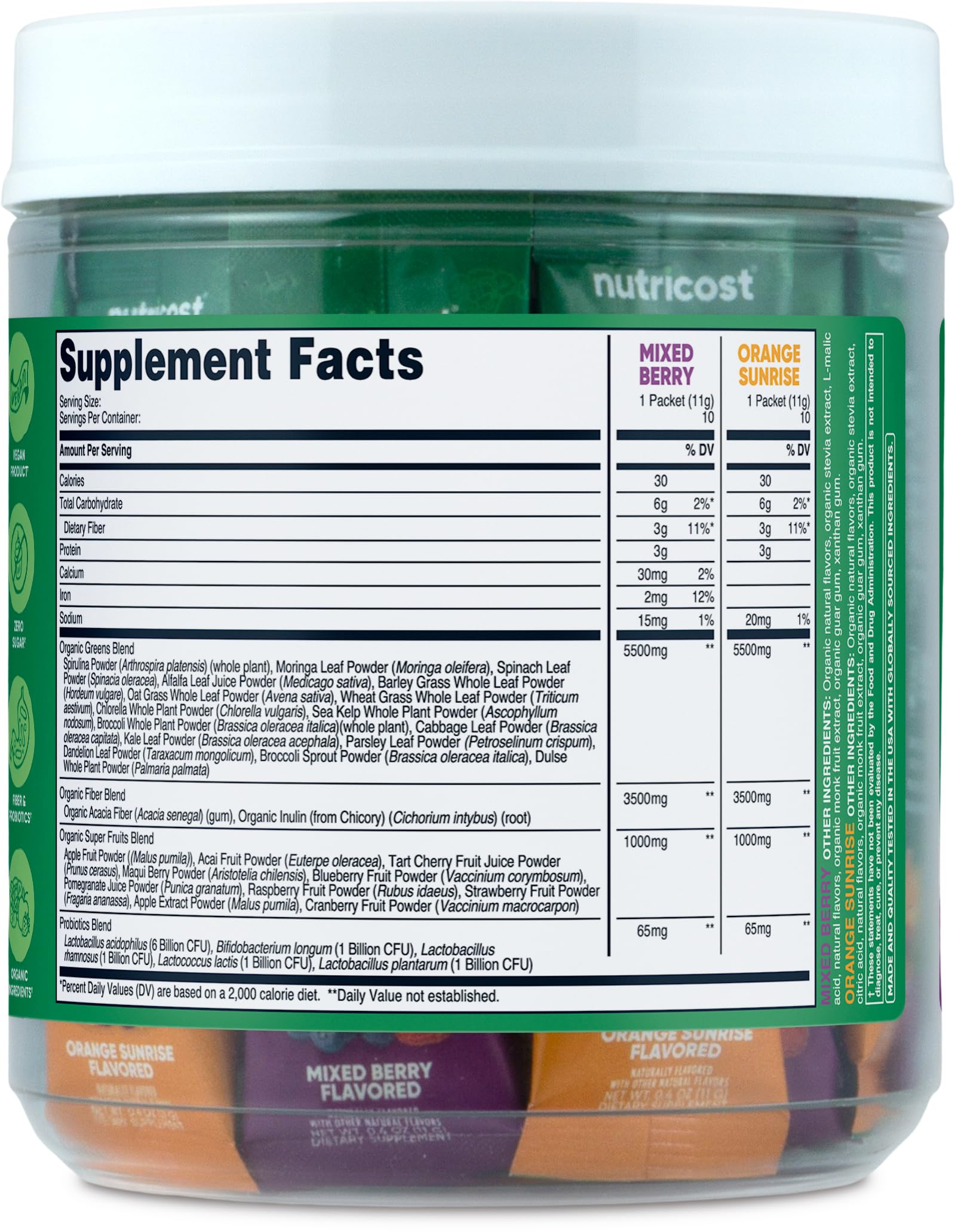 Nutricost Super Greens vegano y orgánico, opción consciente para tu dieta.