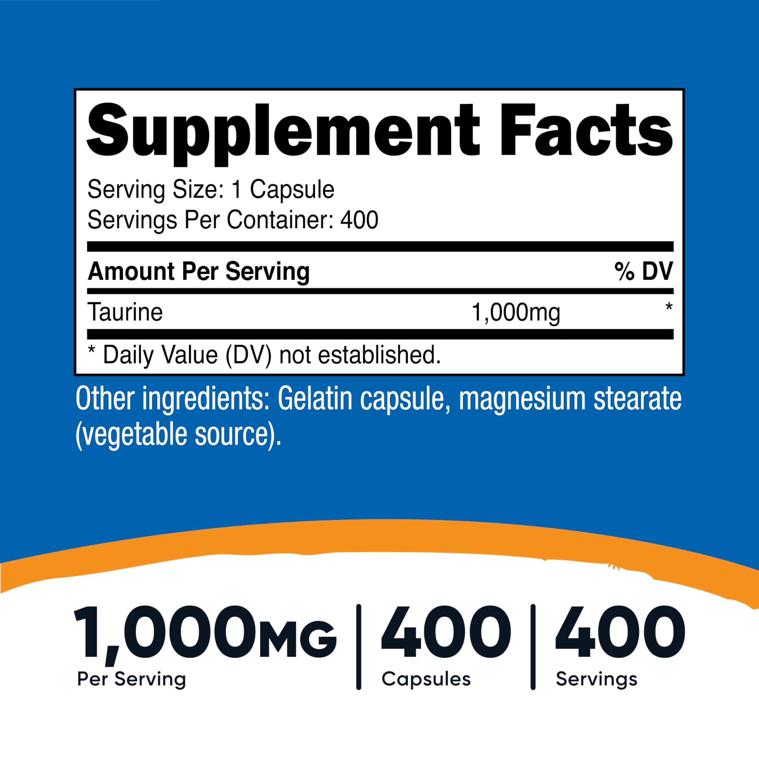 Nutricost Taurina 1000mg: cápsulas fáciles de tragar