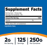 Nutricost Taurina con dosificador de 2 g incluido para medir porciones.