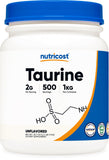 Nutricost Taurina en polvo dentro de un frasco de 1 kg para porciones medibles