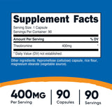 Nutricost teobromina 400 mg, cápsulas vegetarianas de uso diario.