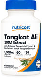 Nutricost Tongkat Ali 1000 mg en botella para energía sostenida