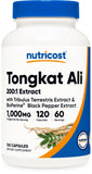 Nutricost Tongkat Ali cápsulas vegetarianas para energía diaria y comodidad.
