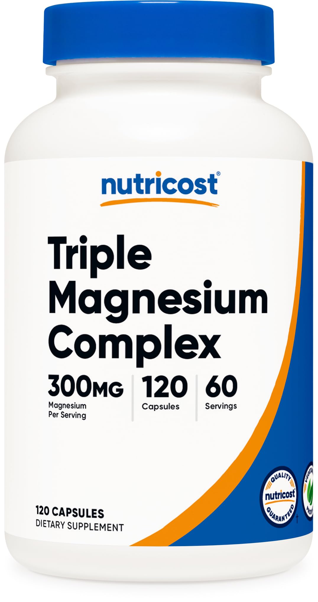 Nutricost Triple Magnesium Complex, botella frontal, para apoyar el bienestar diario.