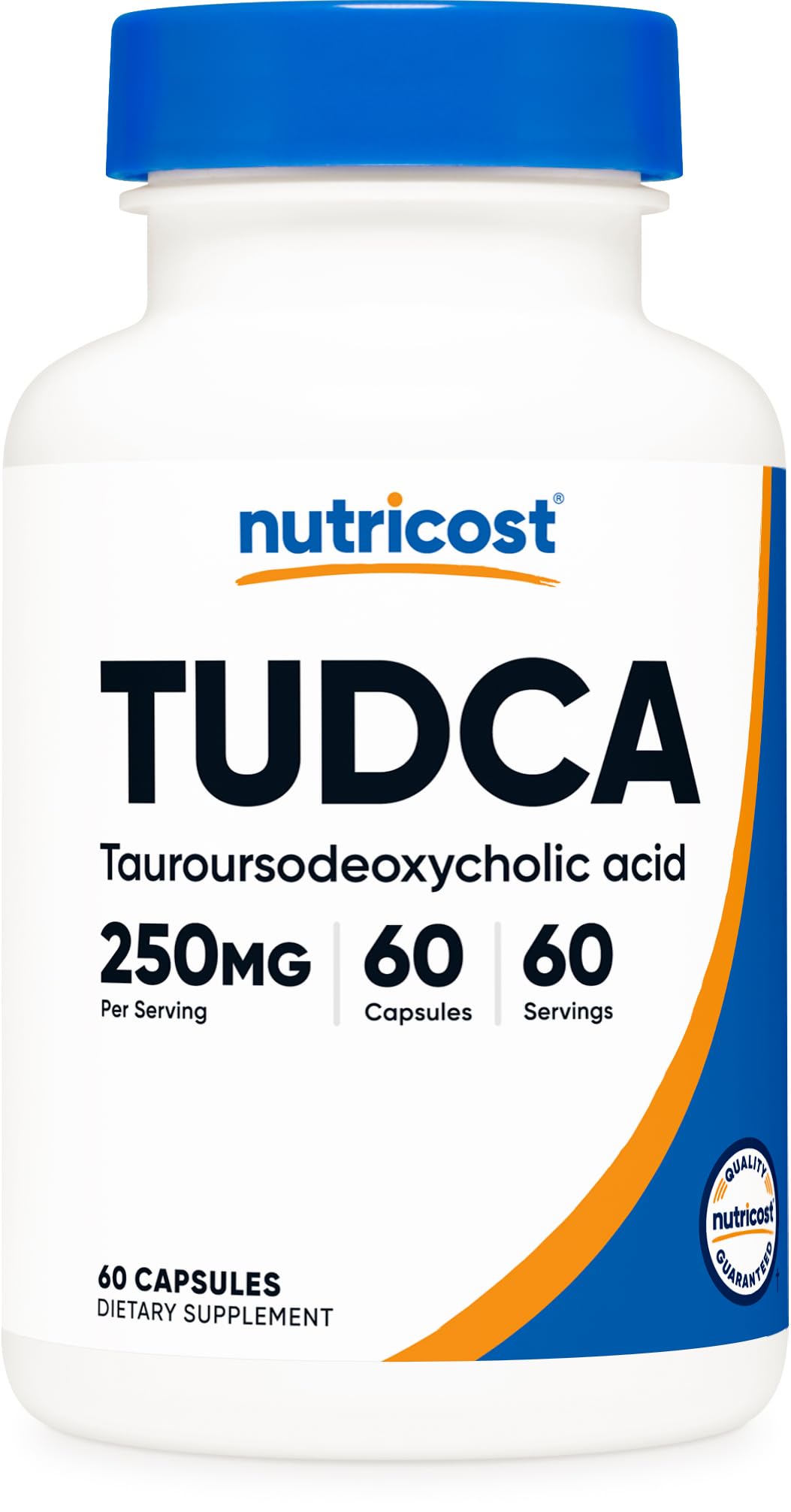 Nutricost Tudca 250mg, botella frente: ideal para la rutina diaria de bienestar.
