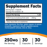 Nutricost Tudca 250 mg, cápsulas en primer plano, uso diario sencillo