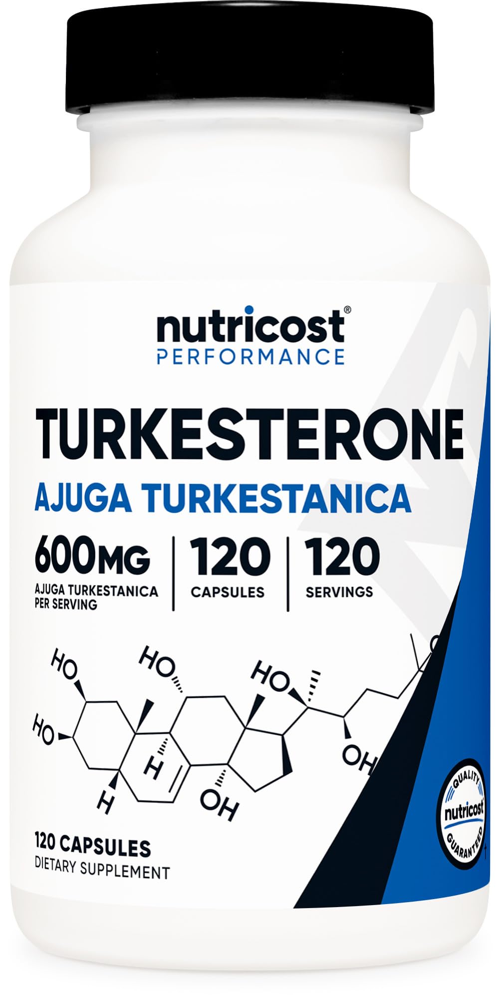 Nutricost Turkesterone 600 mg en botella: apoyo para la rutina diaria.