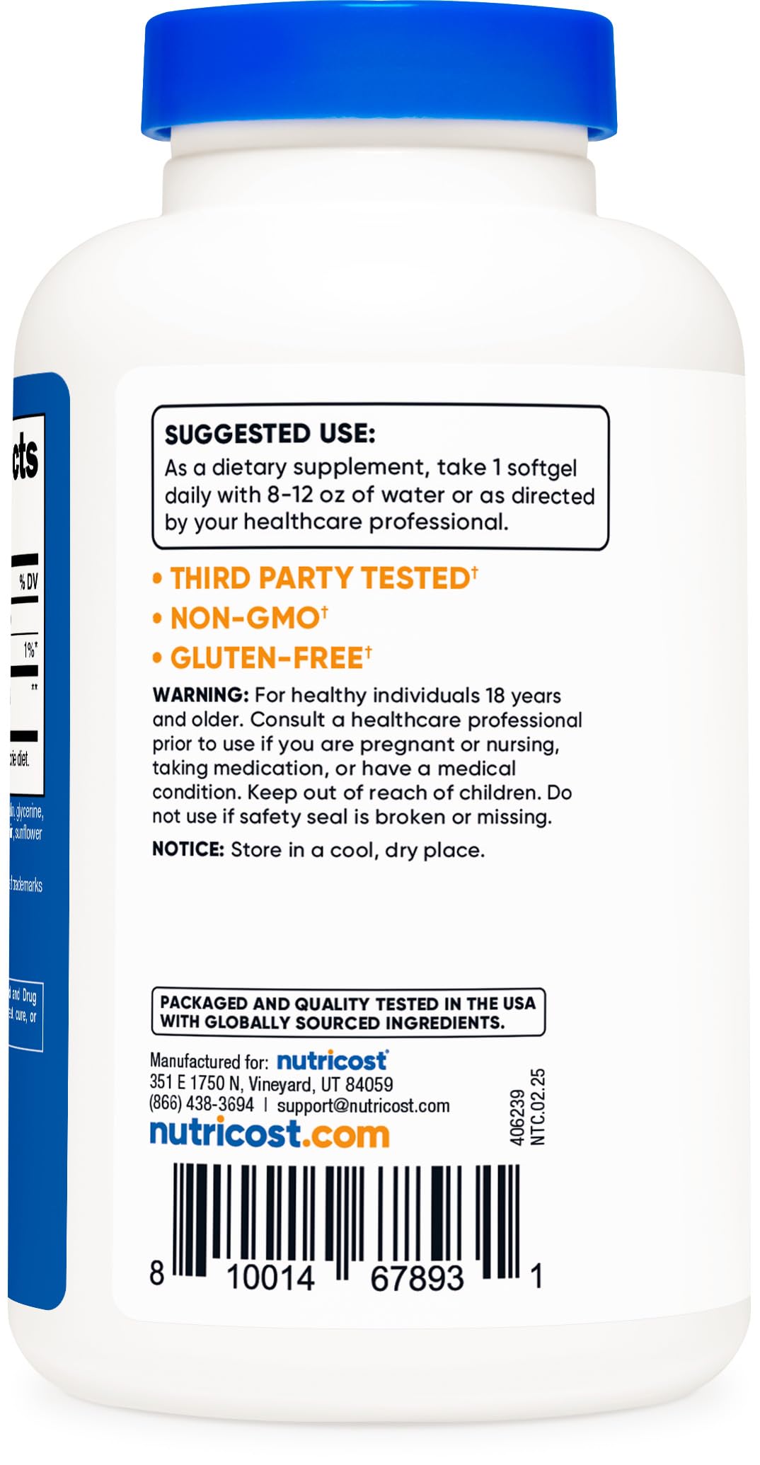 Nutricost Ubiquinol: caja de presentación clara para fácil almacenamiento