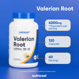Nutricost Valeriana: envase con 60 porciones para planificación