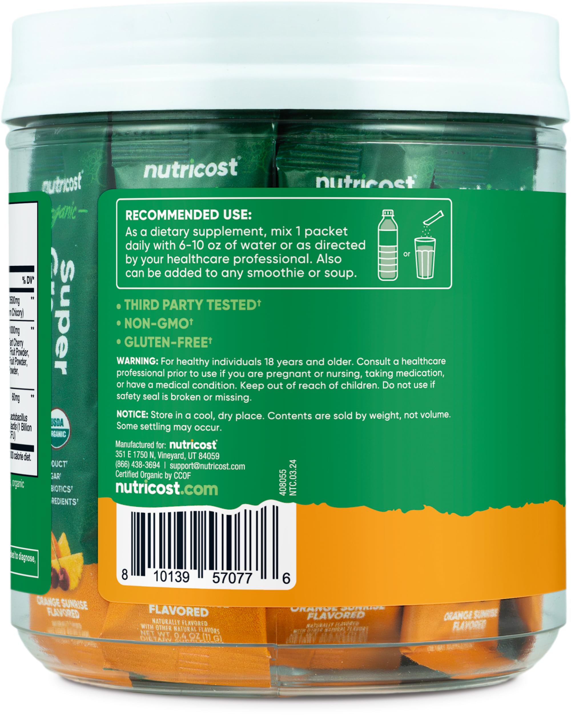 Nutricost Verdes Orgánicos: botella compacta para uso diario en casa o fuera de ella