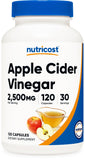 Nutricost Vinagre de Manzana 2500 mg en botella, práctico para uso diario.