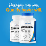 Etiqueta de Nutricost Vitamina B2 sin gluten para dietas sensibles.