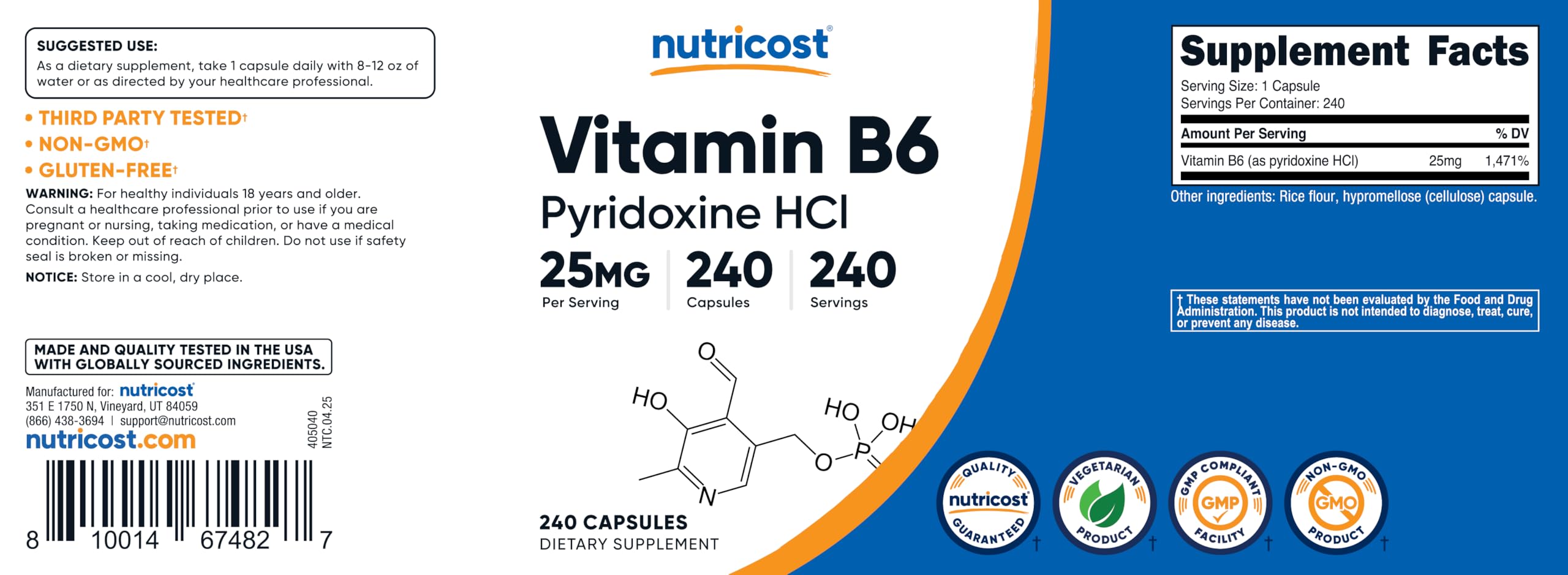 Nutricost B6 proceso de fabricación: instalación regulada para calidad