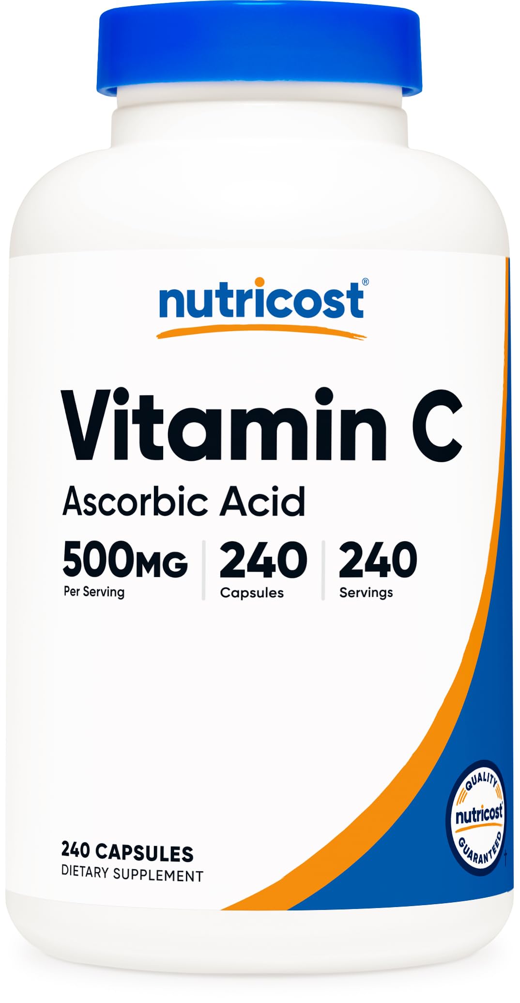 Botella de Nutricost Vitamina C 500 mg para uso diario seguro y cómodo
