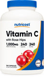 Nutricost Vitamina C con Rosa Mosqueta, botella frontal para compra diaria