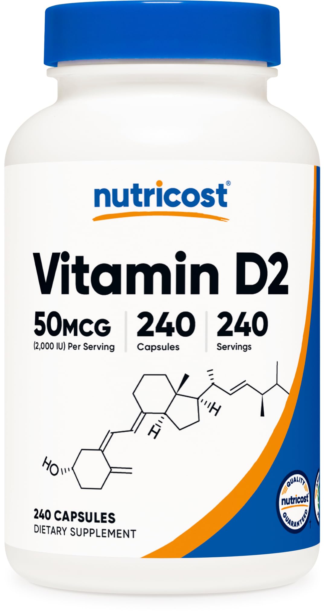 Nutricost Vitamina D2 cápsulas de 2000 UI para apoyo diario de salud ósea