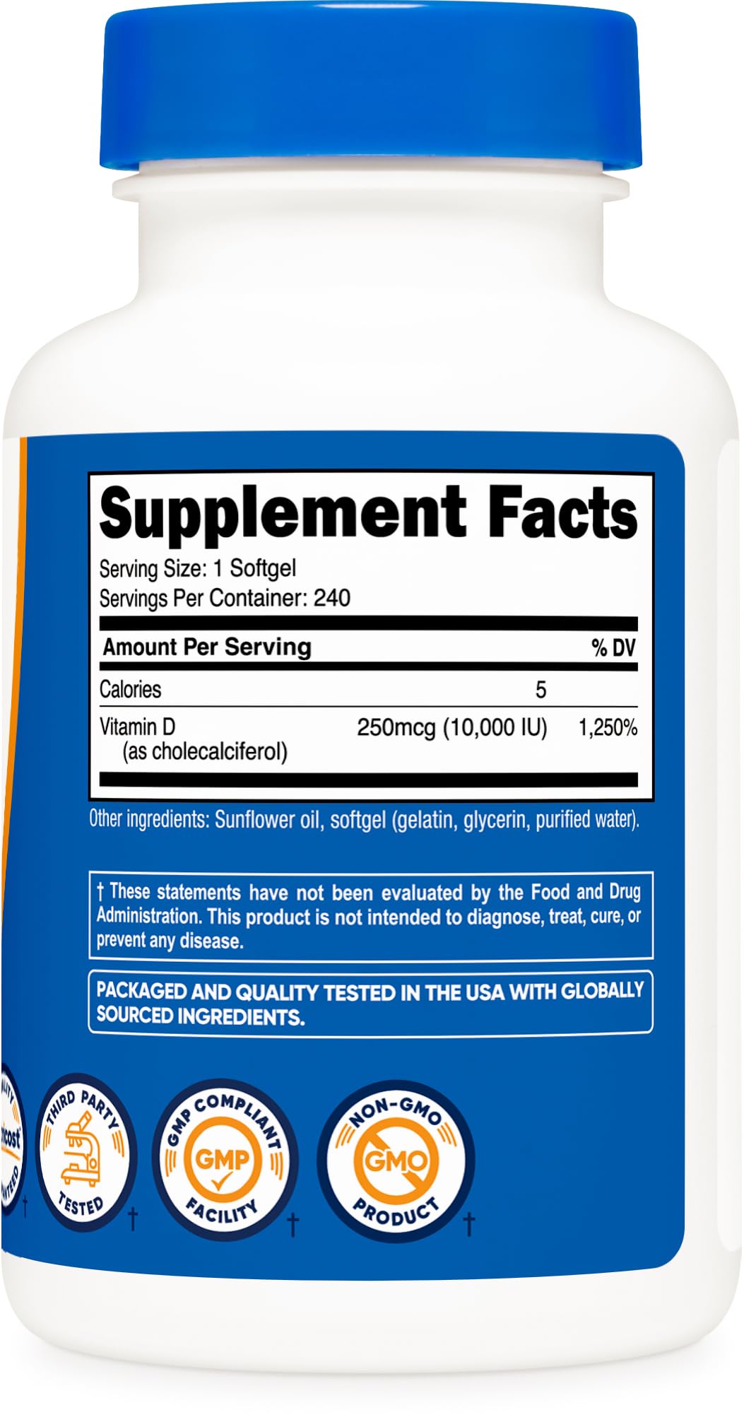 Nutricost Vitamina D3 10000 UI, modo de uso recomendado para la rutina.