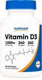 Nutricost Vitamina D3 cápsulas suaves, frasco compacto para uso diario