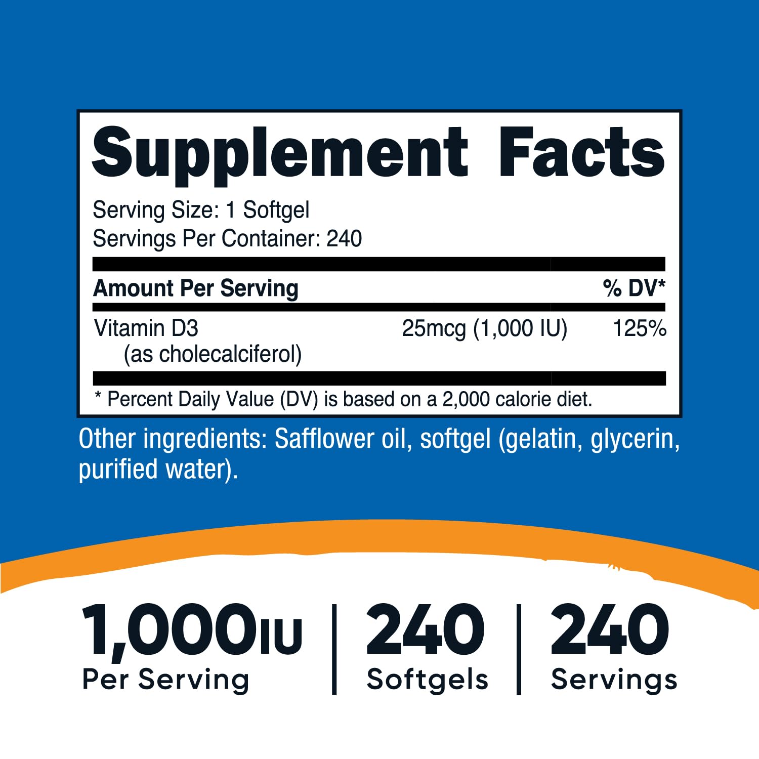 Nutricost Vitamina D3 etiqueta informativa con datos de fabricación