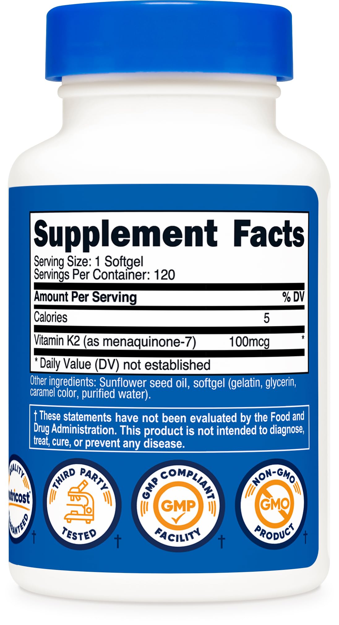 Nutricost Vitamina K2 MK-7 manos sosteniendo: consumo diario sencillo.