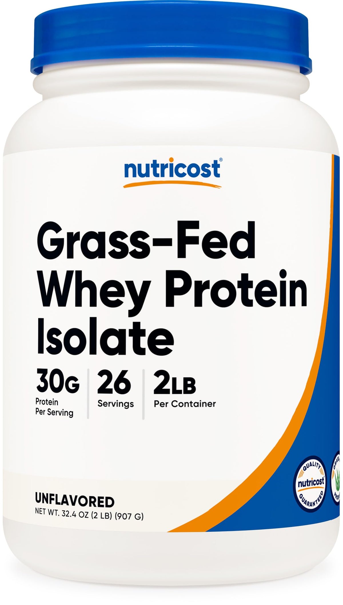 Nutricost Whey Isolate de pasto en bote de 2 lb para nutrición diaria