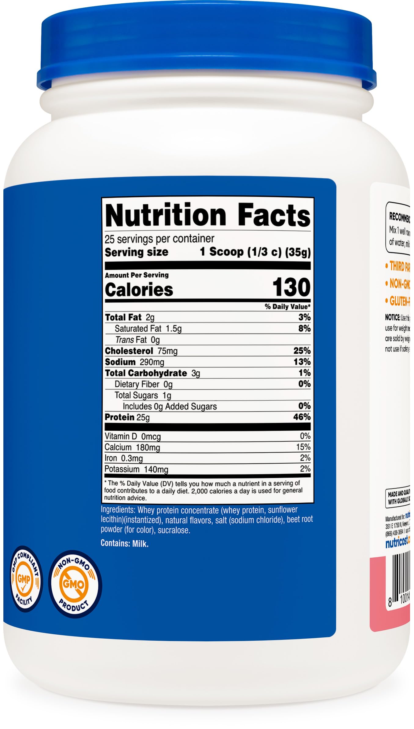 Embalaje exterior de Nutricost, empaque seguro y fácil de almacenar