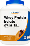 Nutricost Whey Protein Isolate can in Chocolate Peanut Butter flavor for shakes