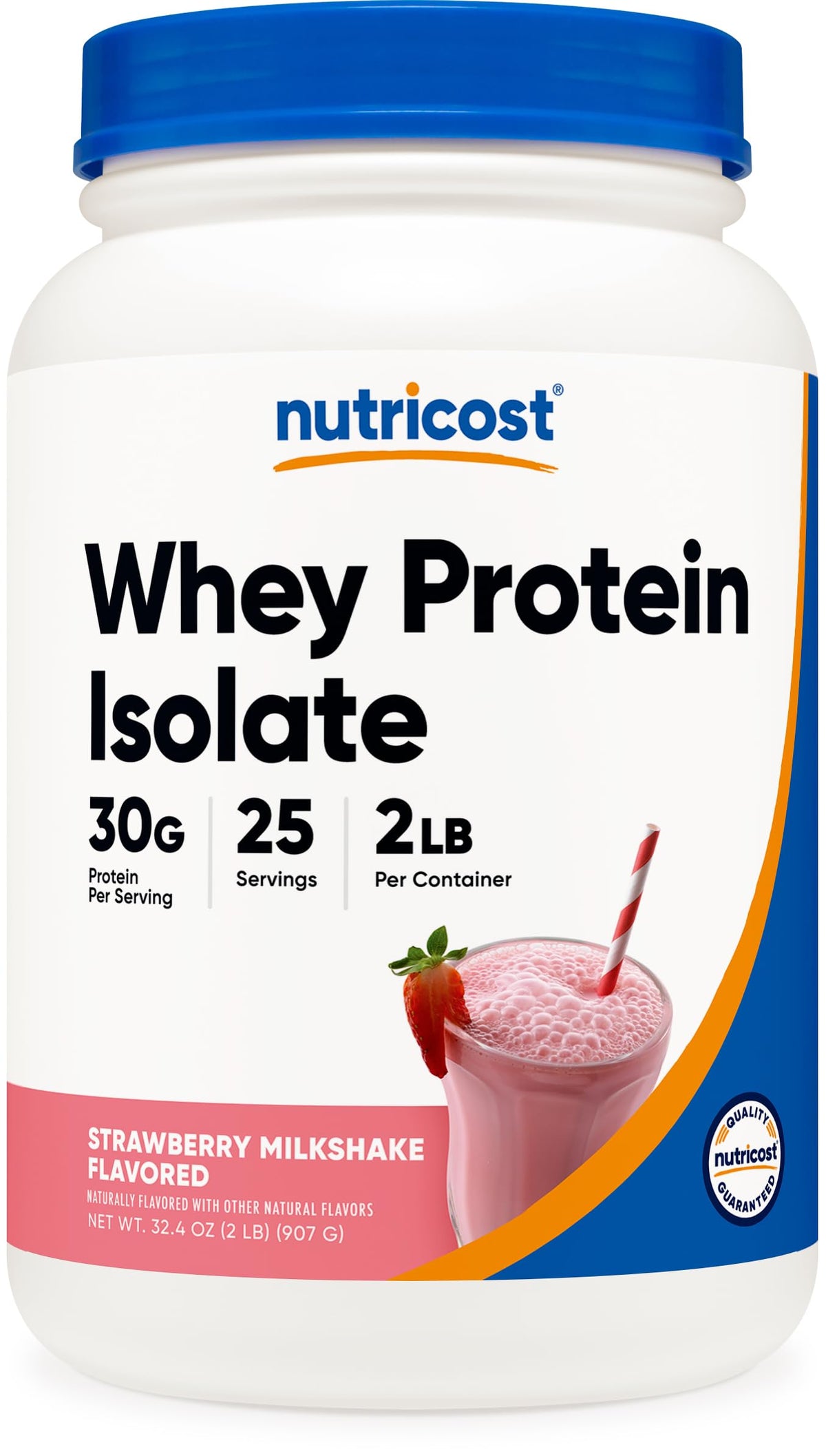 Nutricost Whey Protein Isolate en lata, ideal para un desayuno rápido.