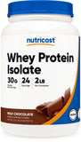 Nutricost Whey Protein Isolate, sabor leche chocolate, ideal para batidos proteicos diarios
