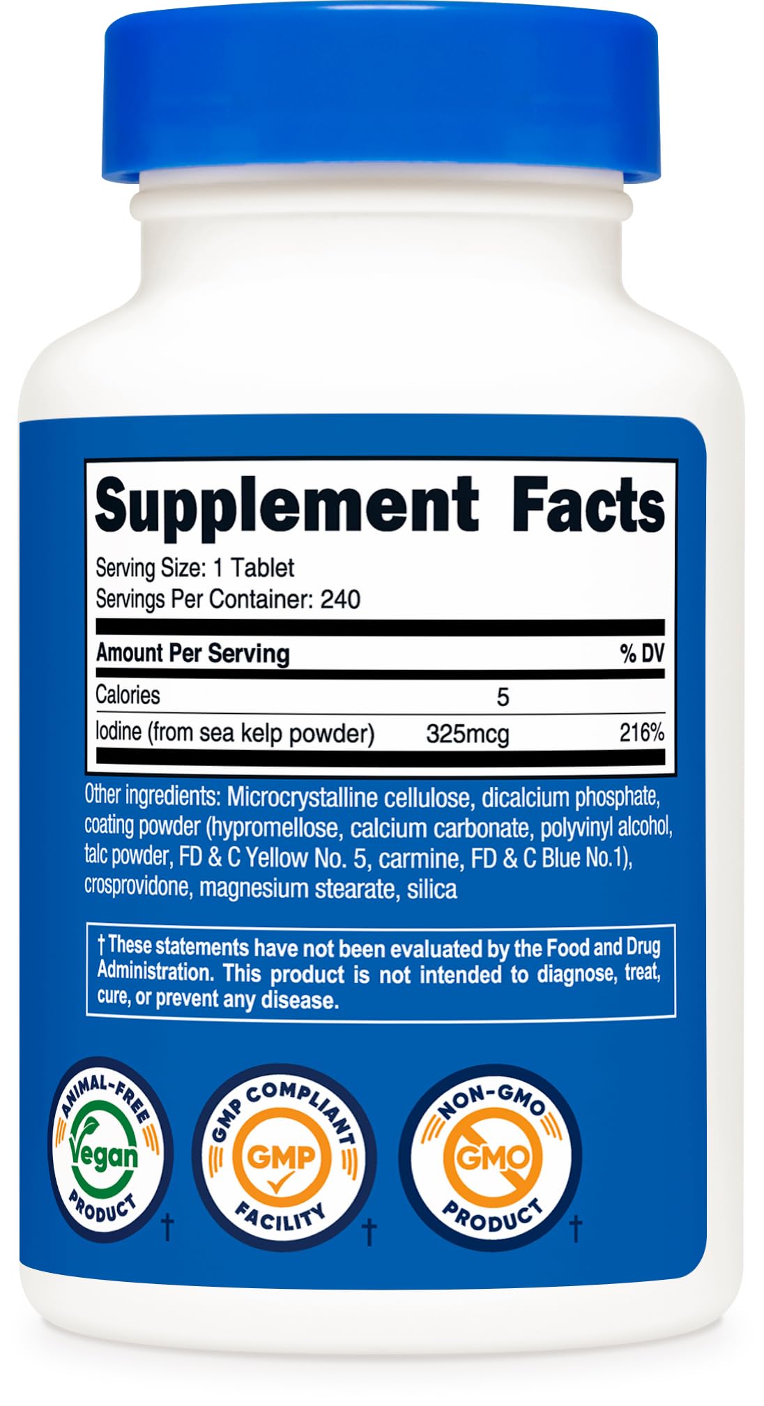 Nutricost Yodo Natural de alga marina, dosis diaria fácil en cada tableta.