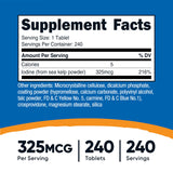 Nutricost Yodo Natural de alga marina, frasco compacto para ingesta diaria.