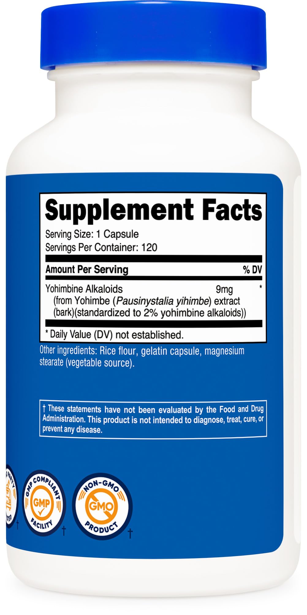 Nutricost Yohimbe Extracto, etiqueta sin gluten claramente señalada