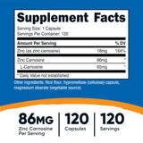 Nutricost Zinc Carnosine etiqueta detalle, lectura clara de ingredientes.