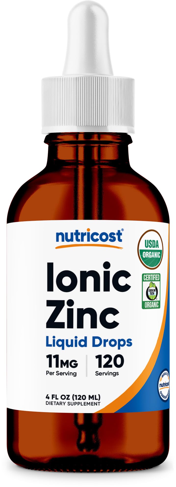 Nutricost Zinc Orgánico, botella con cuentagotas para uso diario conveniente