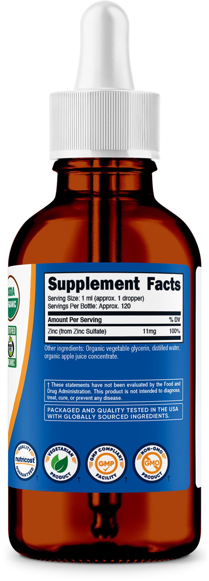 Fábrica certificada NSF y GMP, Nutricost Zinc Orgánico