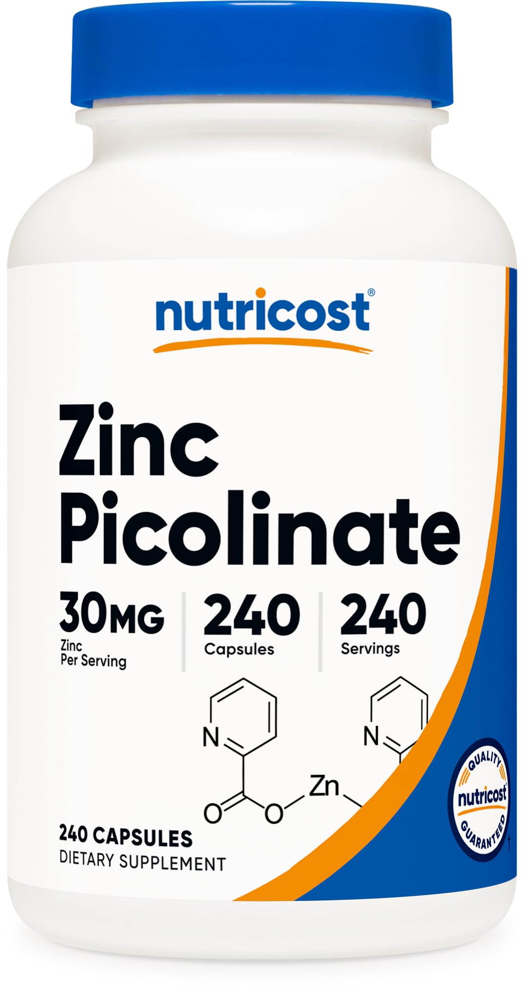 Nutricost Zinc Picolinato: botella de cápsulas para uso diario.