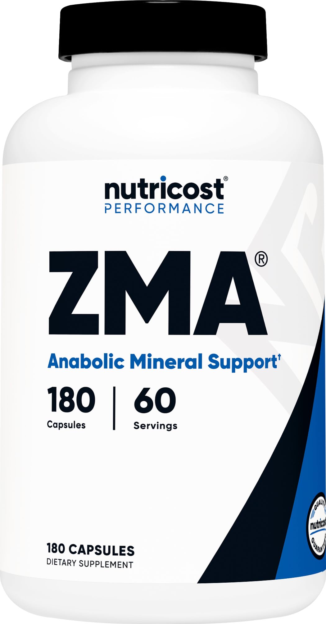 Nutricost ZMA, botella frontal, ideal para un estilo de vida activo.