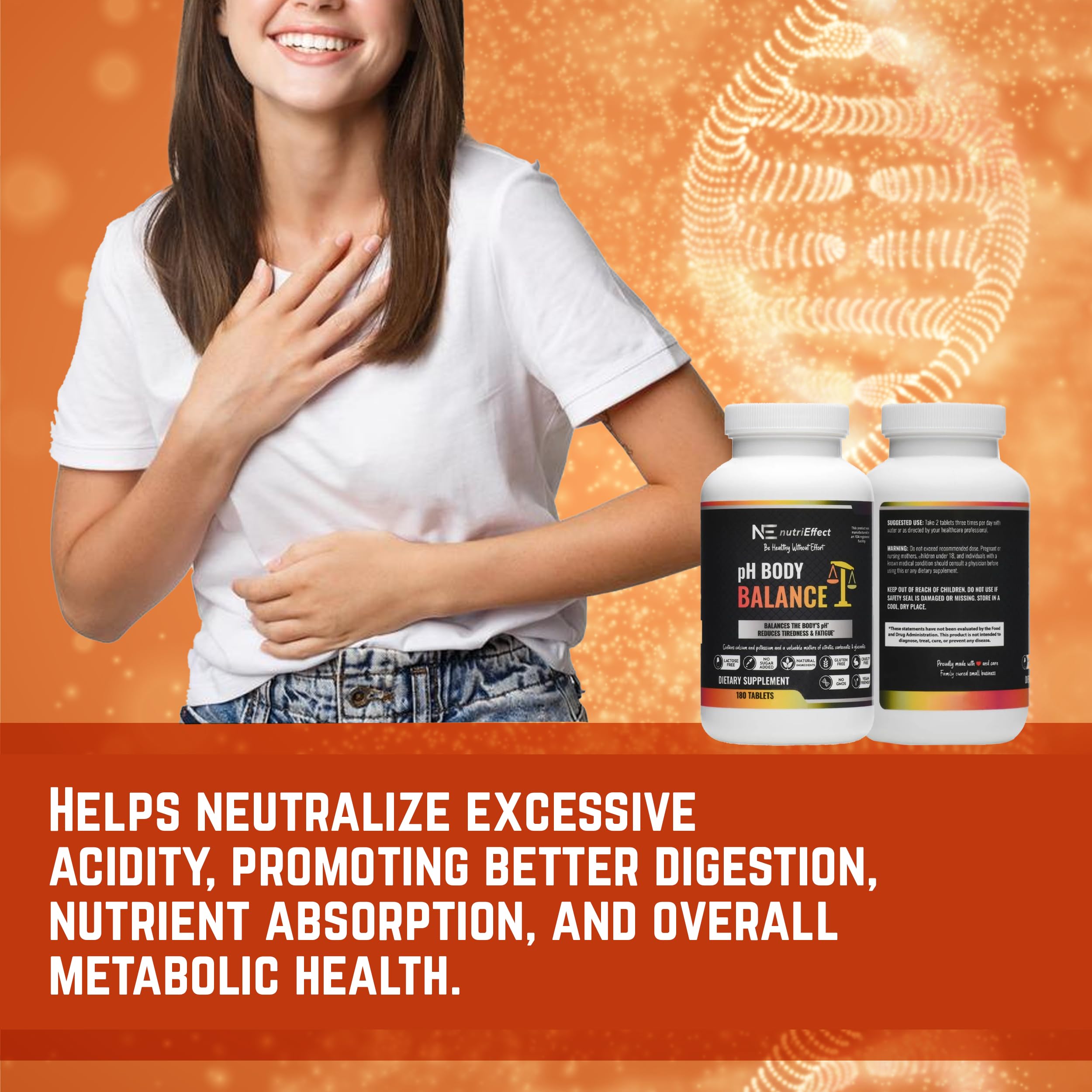 NutriEffect tabletas pH para salud ósea y equilibrio mineral.