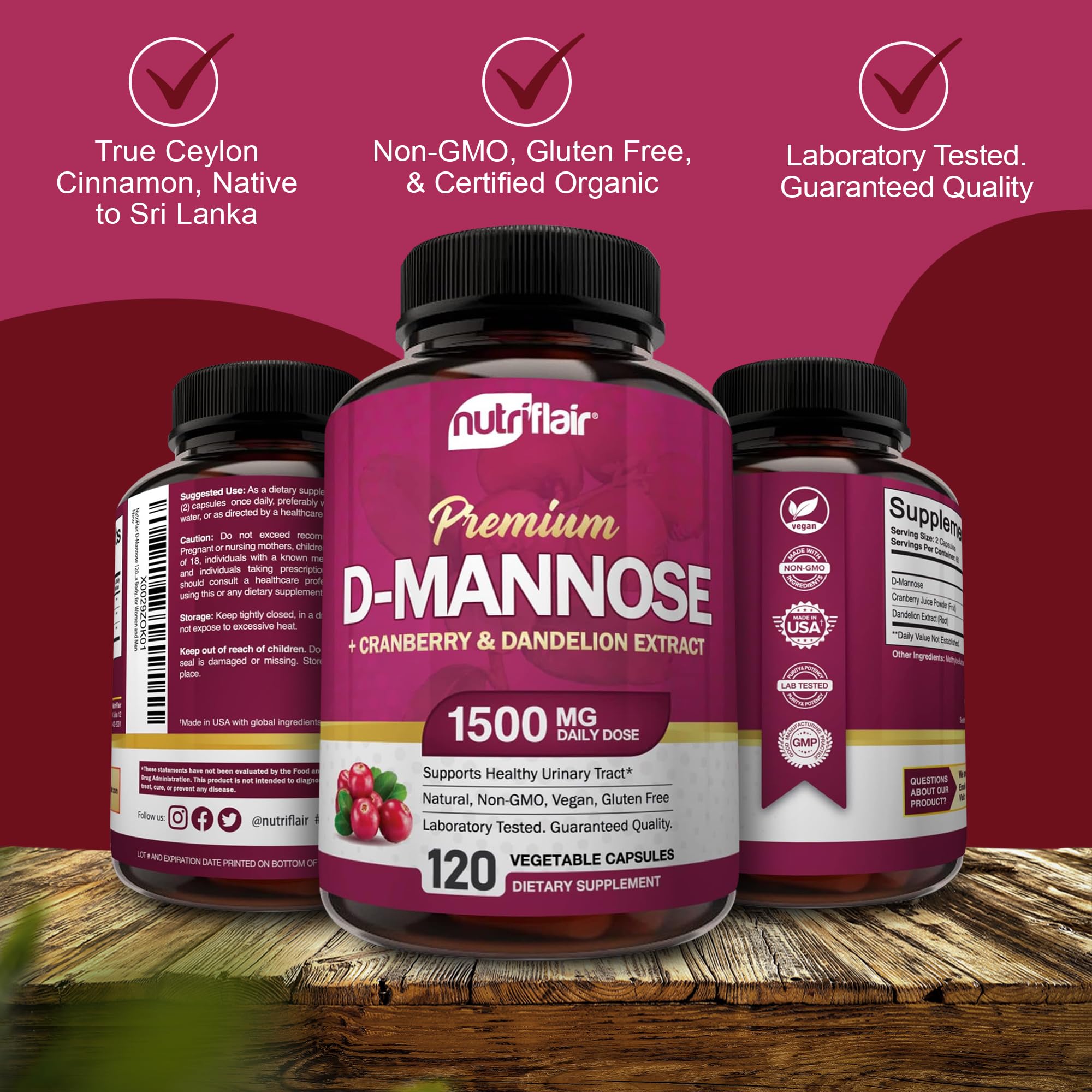 NutriFlair D-Mannose caja-producto: envase práctico para consumo diario.