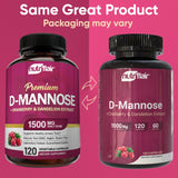 NutriFlair D-Mannose etiqueta frontal: información clara sobre ingredientes y uso.