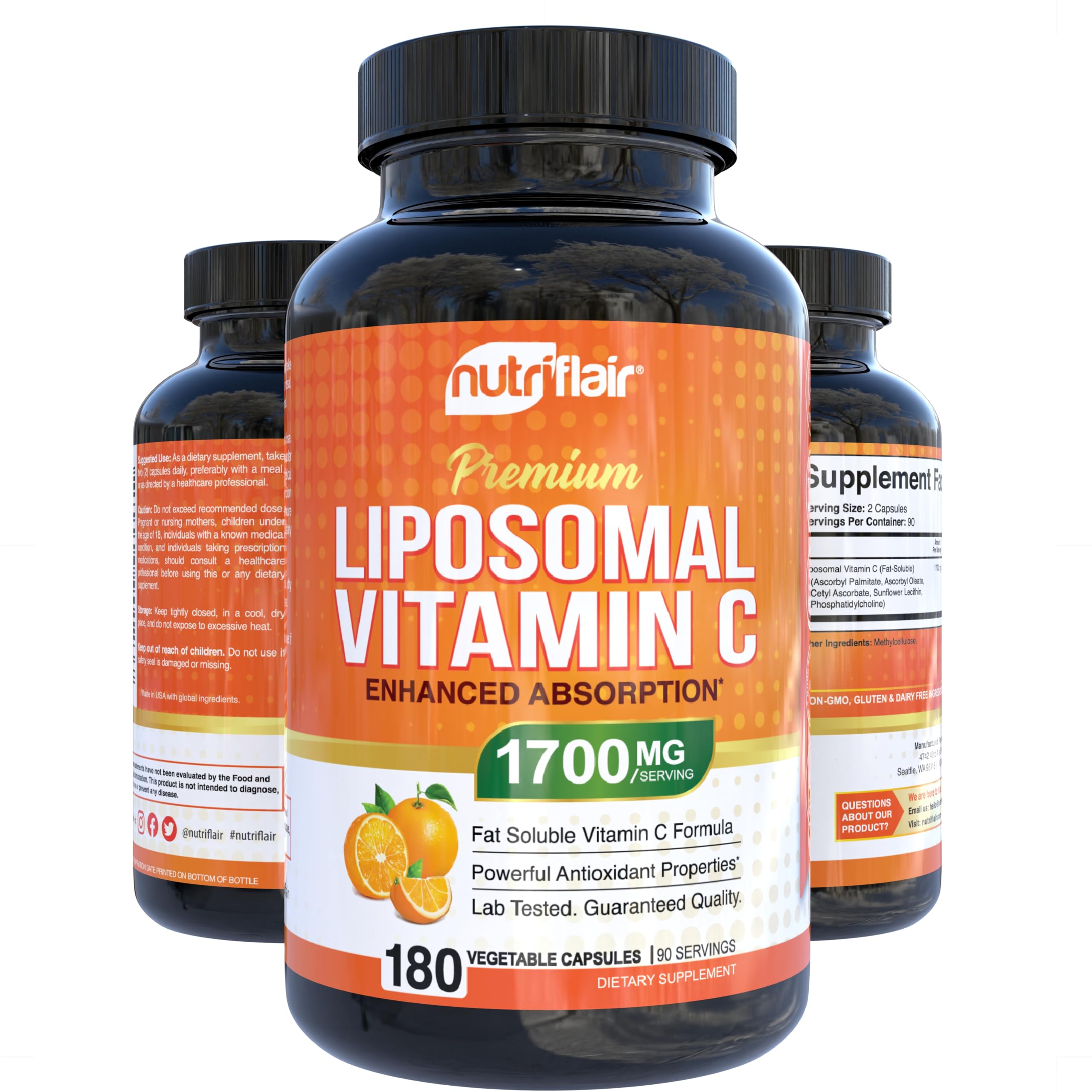 NutriFlair empaque caja que resalta la fórmula vegana.