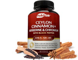 NutriFlair Canela Ceilán en cápsulas con BioPerine para mejor absorción y uso diario