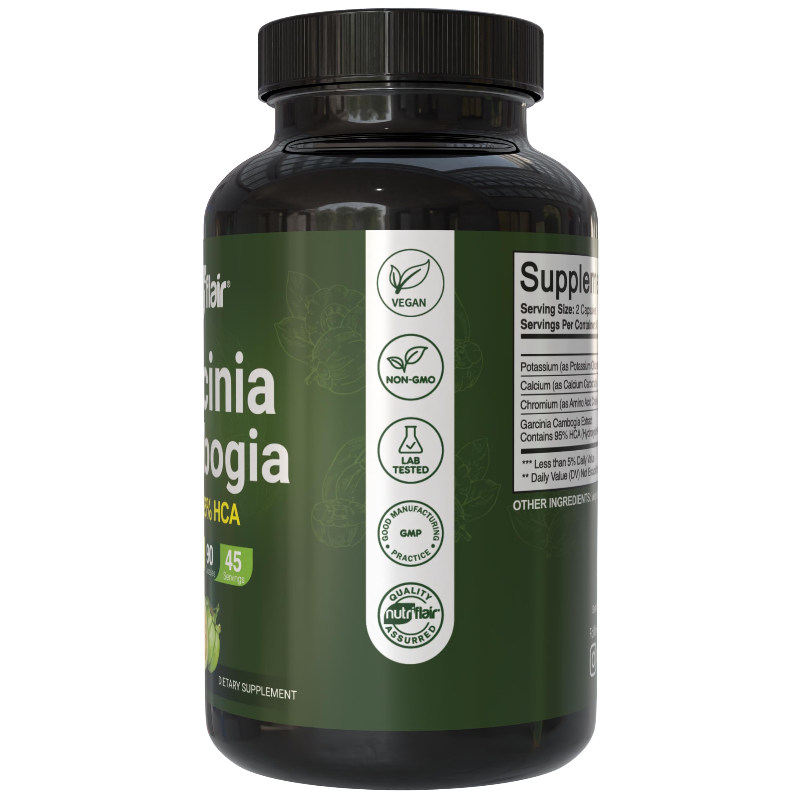 NutriFlair Garcinia Cambogia: cápsulas veganas fáciles de tragar para tu día