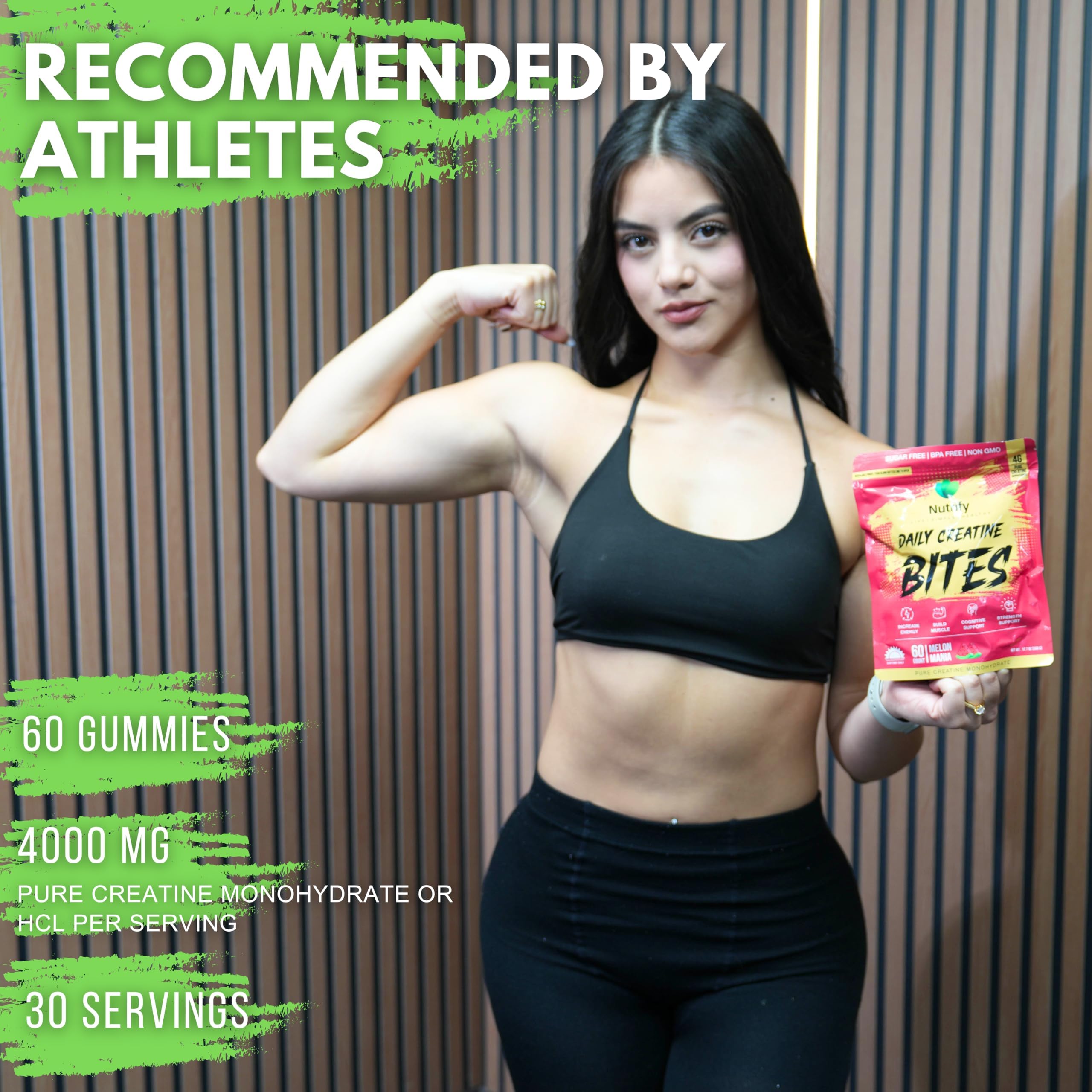 Nutrify gomitas creatina diarias, medidor práctico incluido.