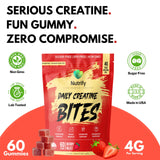 Nutrify gomitas creatina diarias, sabor fresa para entrenamiento placentero.