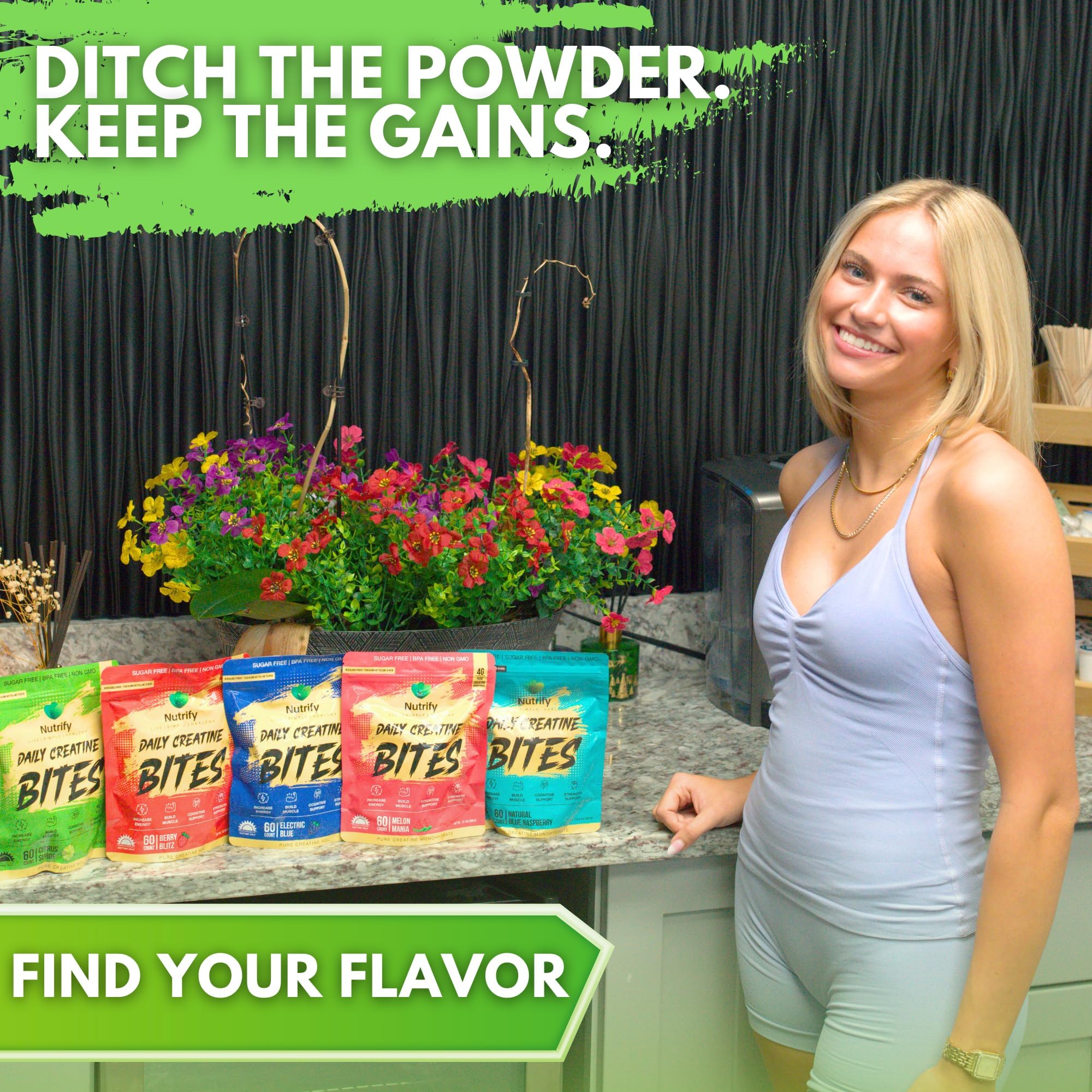 Nutrify gomitas creatina diarias, contiene vitamina B12 para vitalidad.